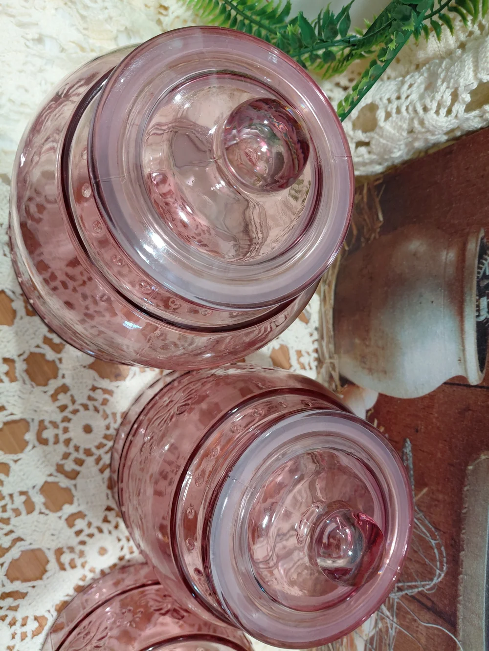 The Pioneer Woman Pink Embossed Glass Storage Canister with Lid